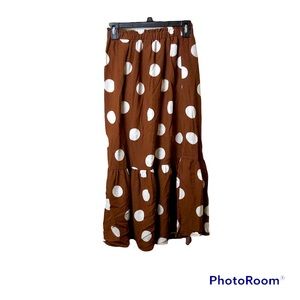 DownEast Women's Brown/White Polkadot Skirt Size Small